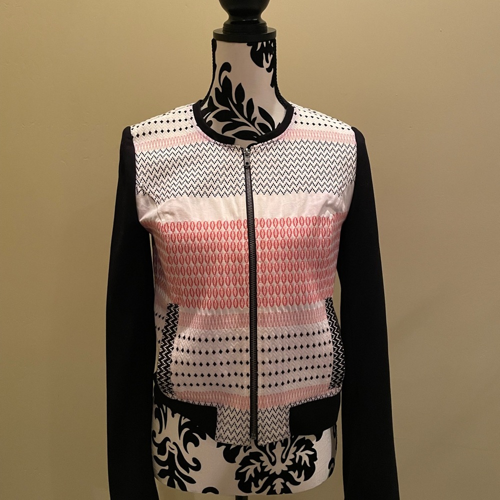 Ella Moss Black and Red Patterned Bomber Jacket